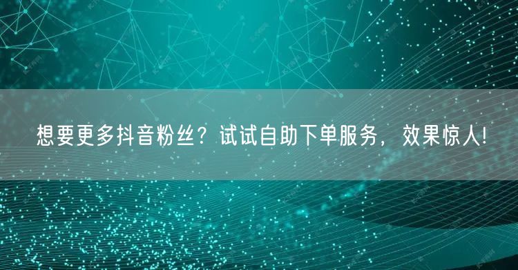 想要更多抖音粉丝？试试自助下单服务，效果惊人!