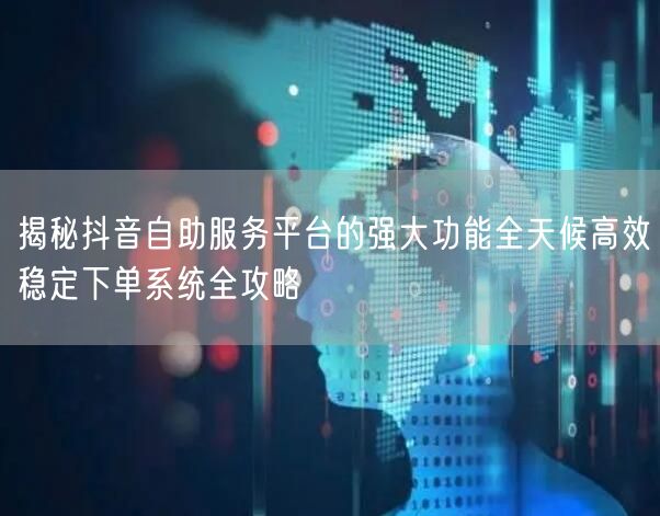 揭秘抖音自助服务平台的强大功能全天候高效稳定下单系统全攻略