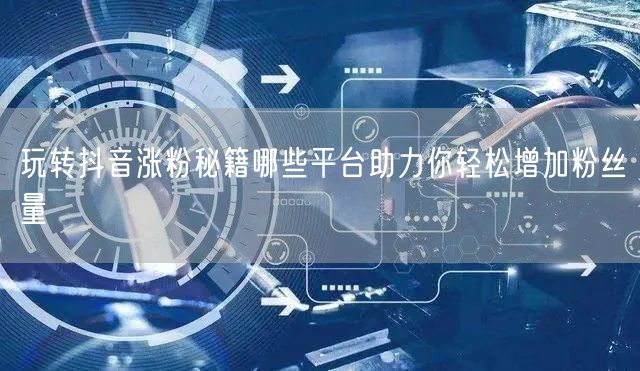 玩转抖音涨粉秘籍哪些平台助力你轻松增加粉丝量