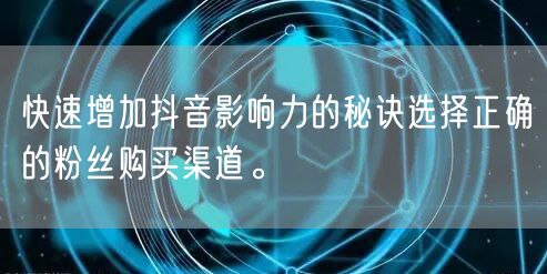 快速增加抖音影响力的秘诀选择正确的粉丝购买渠道。